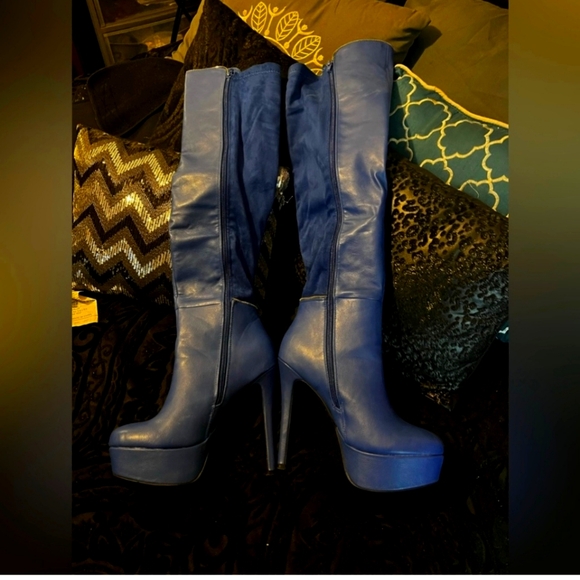 Blue platform boots women size 9 SCENE - Picture 1 of 2